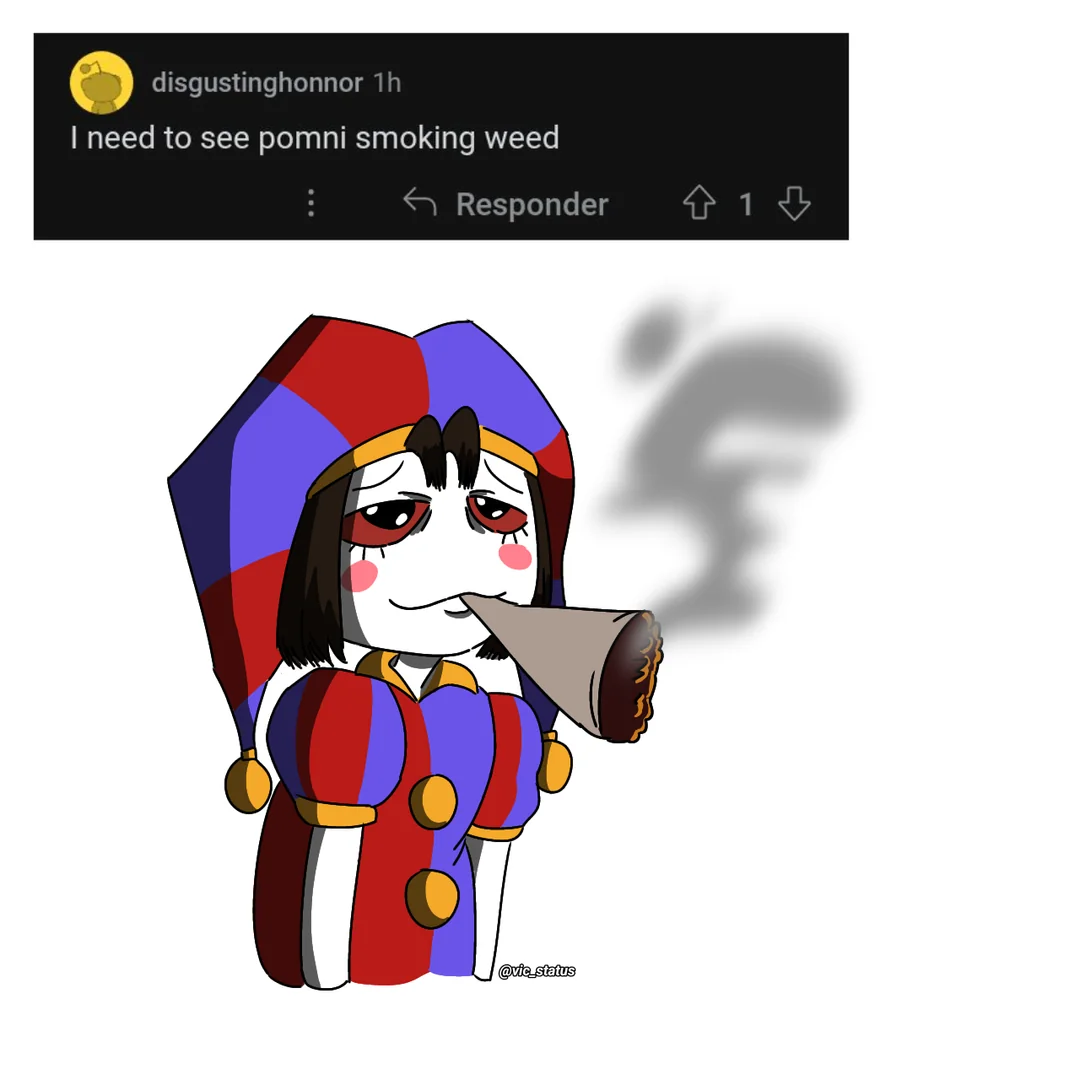 pomni smoking weed, art by vic_status